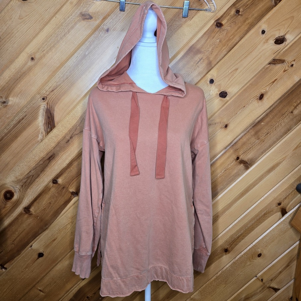 Aerie Pullover Hoodie Sweatshirt Brick Orange Sz XS Cotton Split Hem
